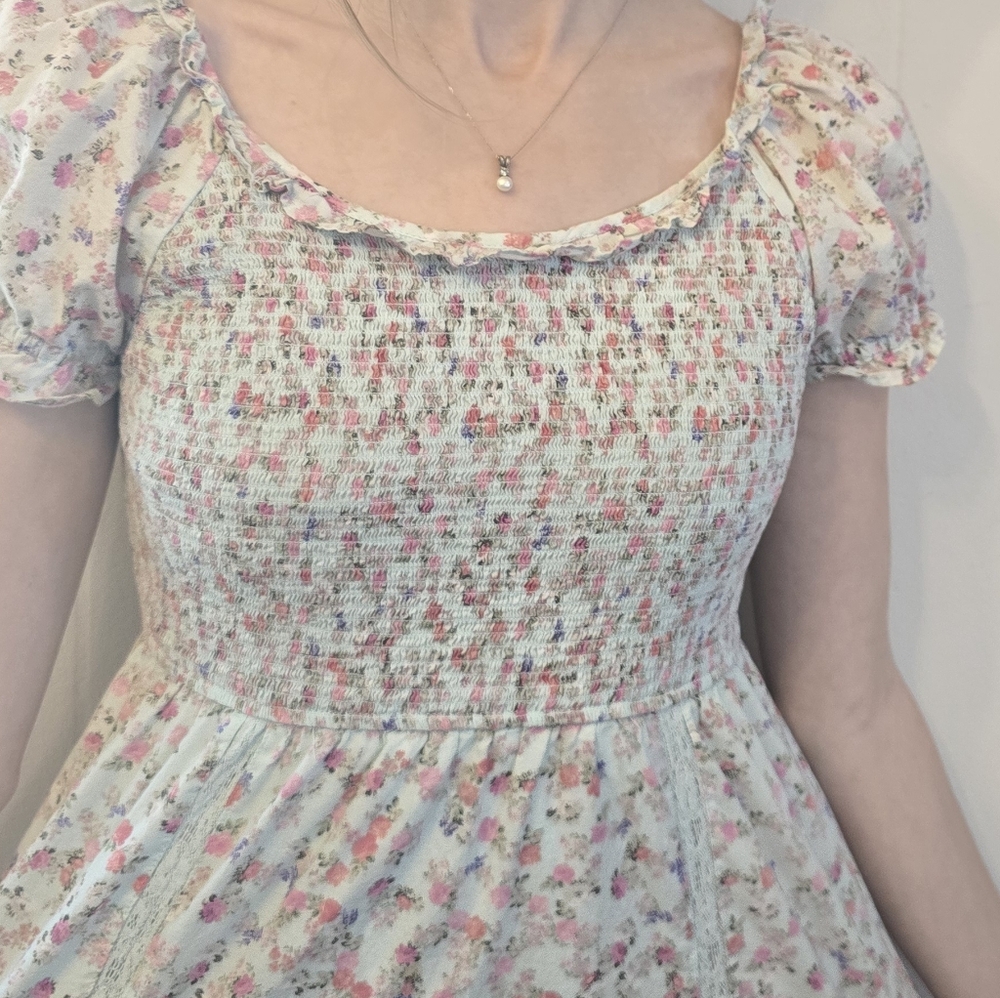 Romantic LoveShackFancy x Target floral mini dress 🌷 100% Cotton - Picture 4 of 16